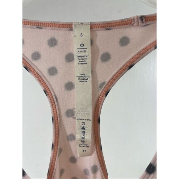 Lululemon Pink Polka Dot Racerback Top Size 8 - Picture 6 of 6